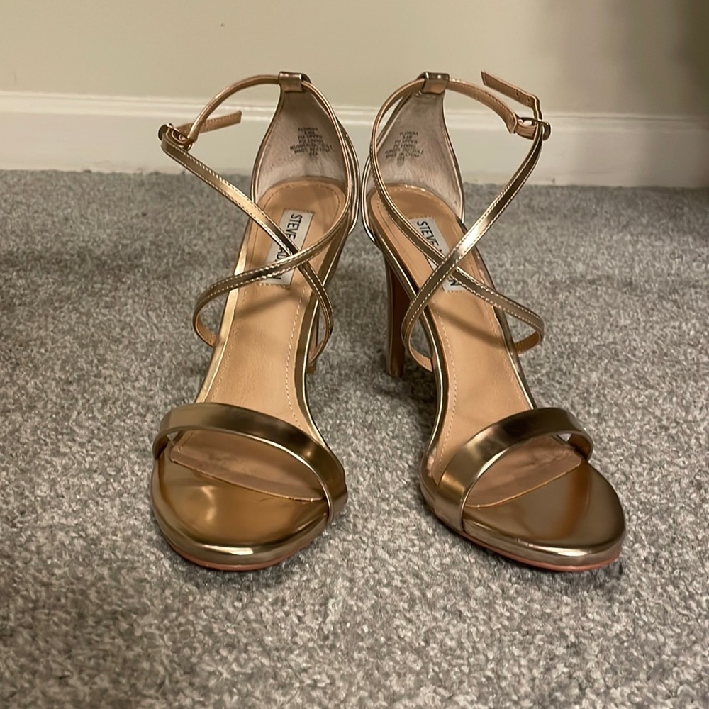 Worn once rose gold strapped heel